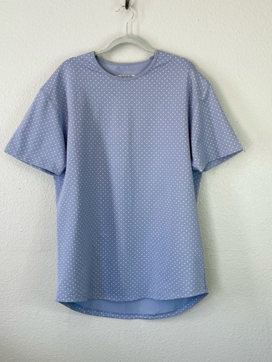 BYLT Basics Other - BYLT Drop Cut S / S Lux Soft Blue Pink Dotted Polka Dot Short Sleeve Shirt XL